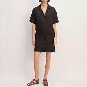 Everlane Linen Button Up Black Dress